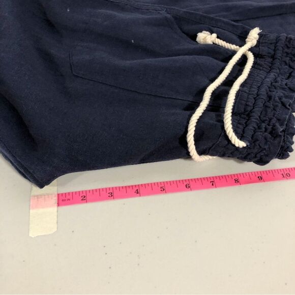 Roxy Pants Womens Large Linen Blend Navy Blue Pull On Elastic Drawstring Beach - Picture 11 of 13